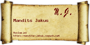 Mandits Jakus névjegykártya